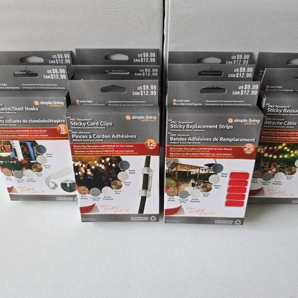 ADHESIVE hooks, clips, ties-VARIETY-10 Packages for organizing - Picture 1 of 13